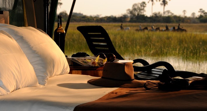 Campement fixe du delta de l'Okavango