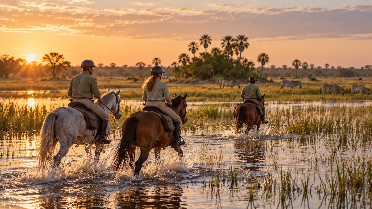 Le cavalier le moins à l'aise fixe le safari, pas la destination rêvée