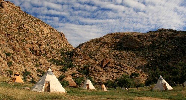 Camp de tipis en Mongolie