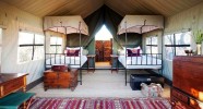 Camp fixe dans le Kalahari au Botswana