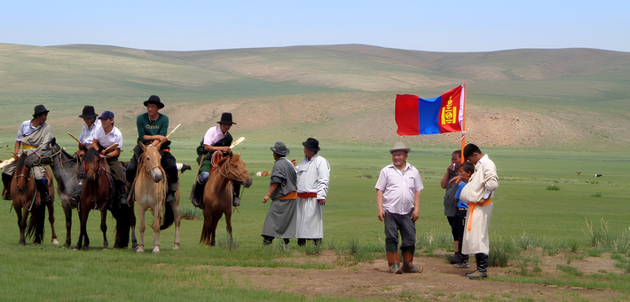 Fêtes du Naadam : 1er jour. Courses des chevaux de 3 ans et Tirs aux osselets