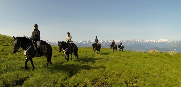 Randonnée à cheval - le long des torrents Pyrénéens